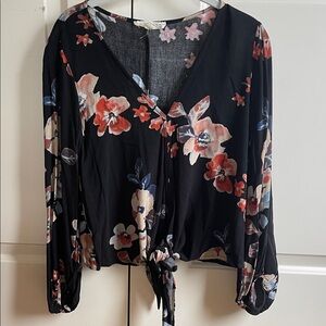 Love Stitch Black Floral Blouse